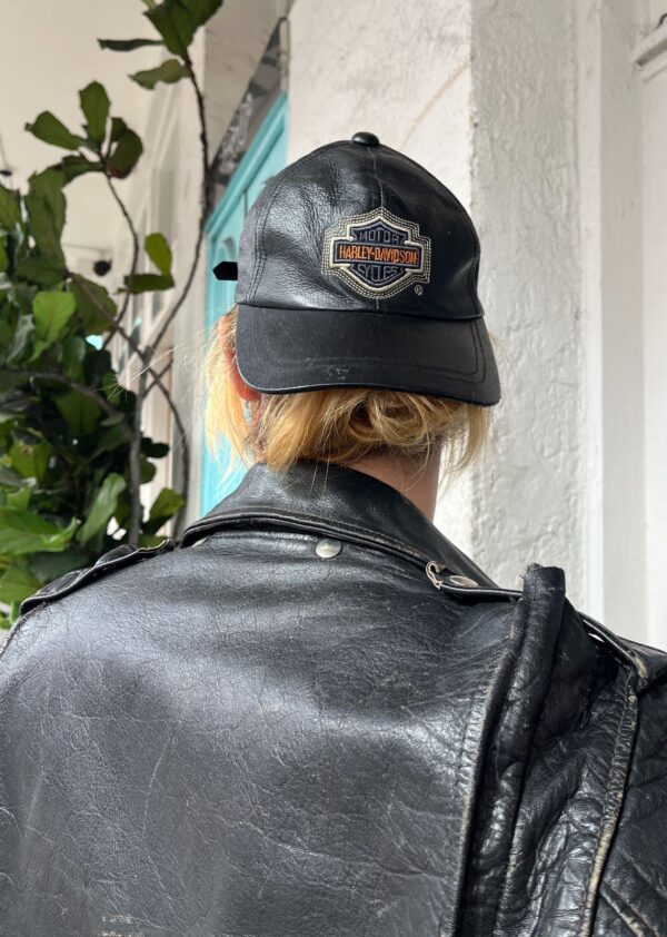 1990S LEATHER EMBROIDERED HARLEY HAT