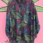 RAD! 1990S COLORFUL BATIK STYLE PRINT PAPER THIN COTTON BUTTON DOWN SHIRT