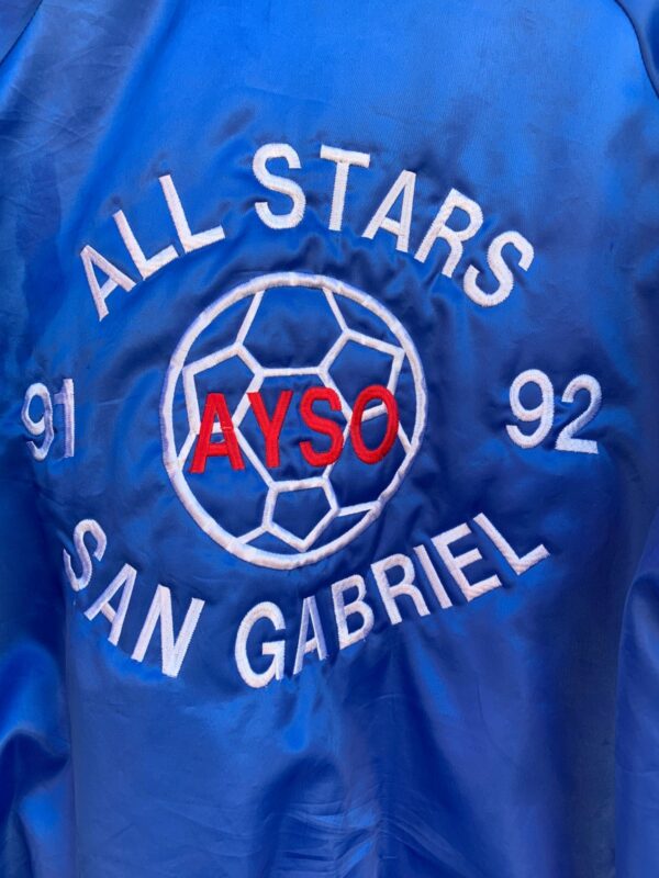 1991- 1992 AYSO ALL STARS SAN GABRIEL SATIN SNAP UP BOMBER JACKET