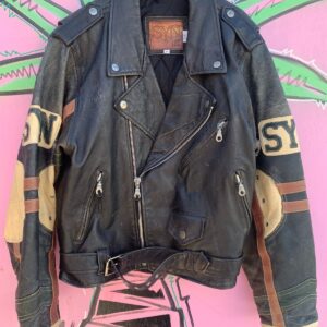 Photo detail:*AS-IS* 1990S PATCHWORK LEATHER MOTORCYCLE JACKET