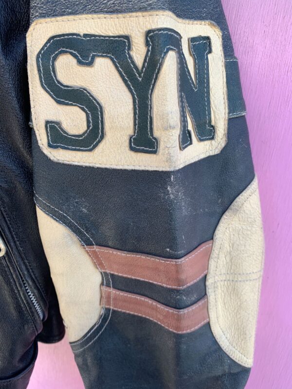 *AS-IS* 1990S PATCHWORK LEATHER MOTORCYCLE JACKET