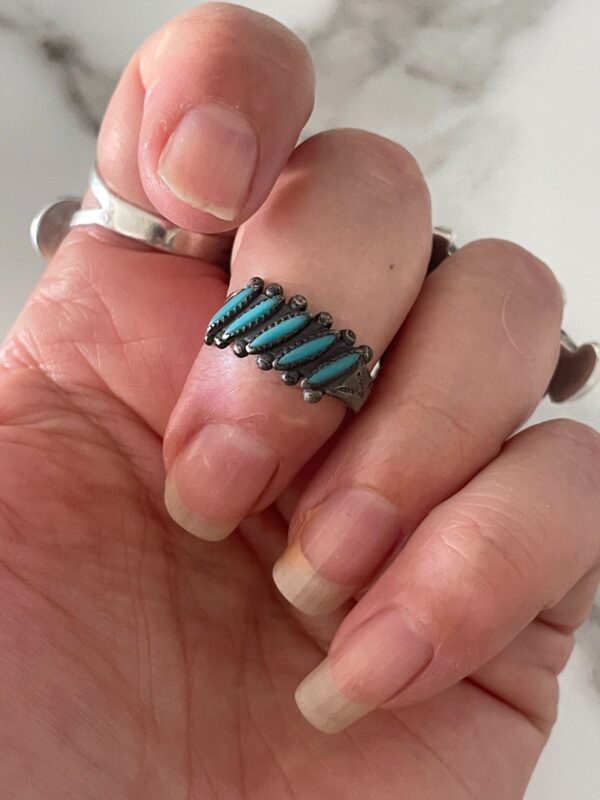 925 TURQUOISE SLANTED INLAY ZUNI RING