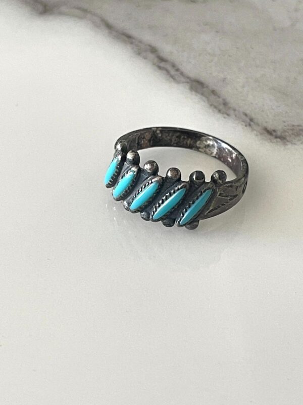 925 TURQUOISE SLANTED INLAY ZUNI RING