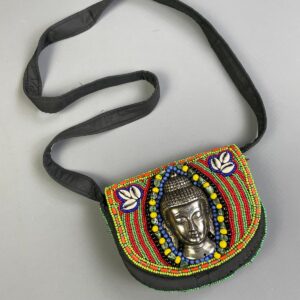 Photo detail:FULLY BEADED SHOULDER BAG LARGE MOUNTED METAL SIDDHARTHA BUDDHA