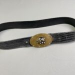 *AS-IS* Y2K CROC EMBOSSED BLACK LEATHER BELT RHINESTONE LADYBUG BUCKLE