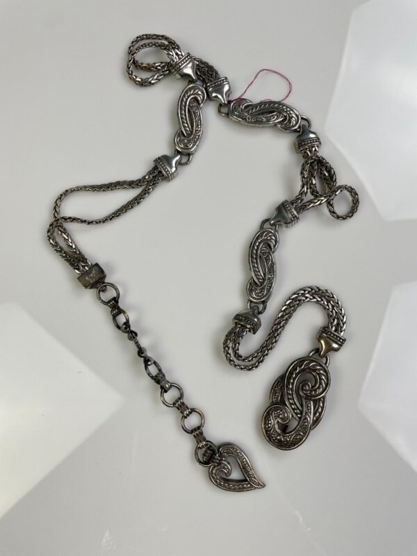 7-66 1990S BRIGHTON STYLE CHAIN BELT BRAIDED LINKS & ORNATE CONNECTORS