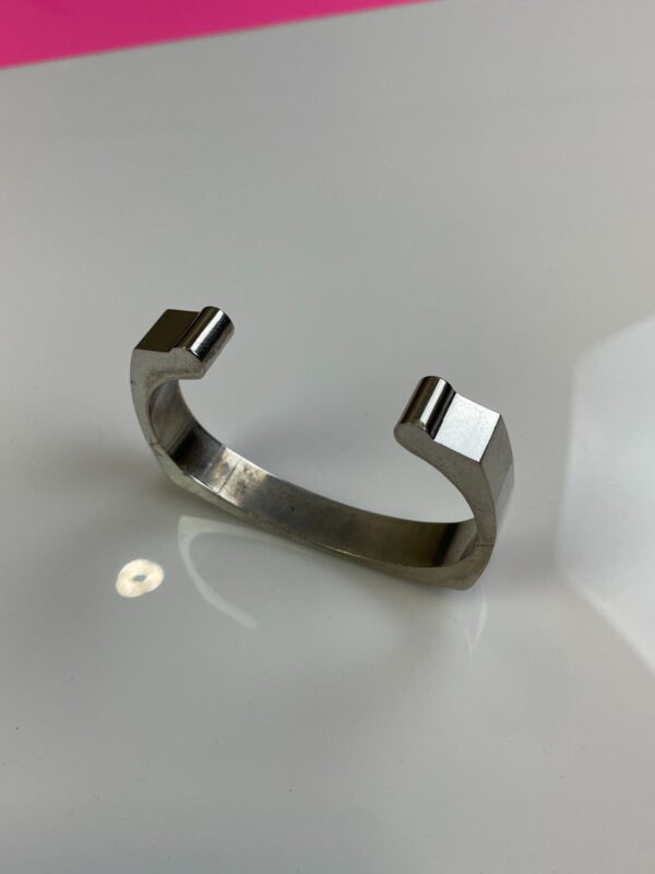 HIGH POLISHED OMEGA STYLE CUFF BRACELET OPEN BACK SHARP EDGES