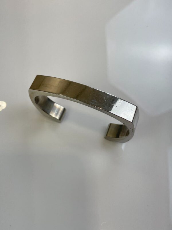 HIGH POLISHED OMEGA STYLE CUFF BRACELET OPEN BACK SHARP EDGES