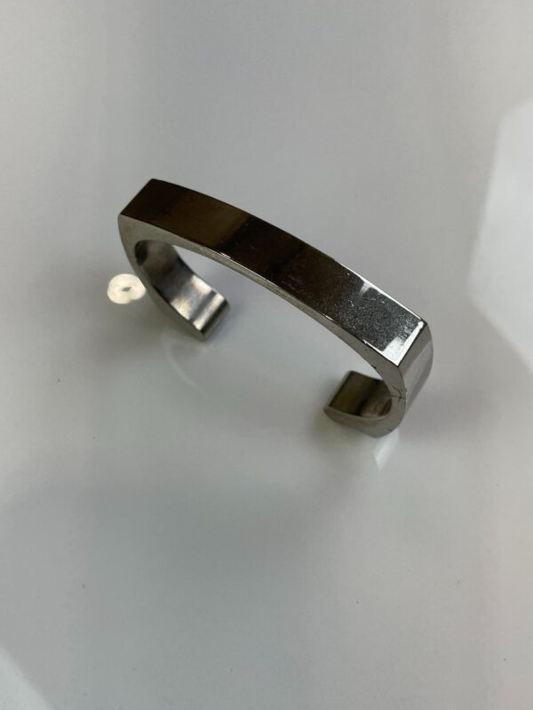 HIGH POLISHED OMEGA STYLE CUFF BRACELET OPEN BACK SHARP EDGES