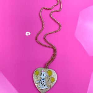 Photo detail:ADORABLE! ENAMELED 101 DALMATIANS & BALLOON HEART PENDANT NECKLACE WITH VANITY MIRROR!!!