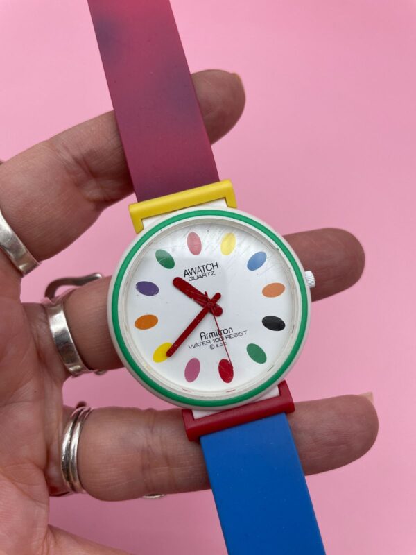 *AS-IS* FUN! 1980S OVERSIZED COLORBLOCK WATCH RUBBER BAND