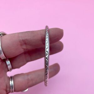 Photo detail:KILLER! ZIGZAG ENGRAVED 925 STERLING SILVER BANGLE BRACELET *STAMPED MEXICO