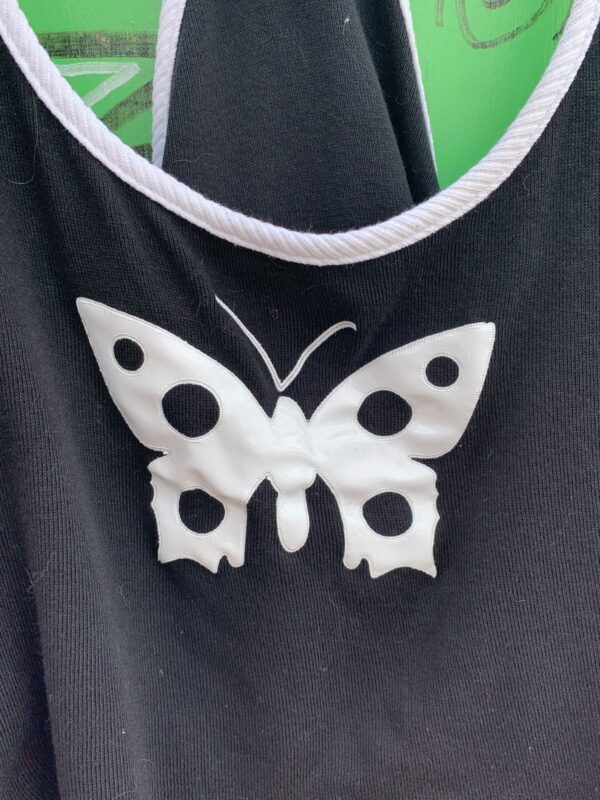 1990S DEADSTOCK! CONTRAST RINGER BUTTERFLY TANK VINYL BUTTERFLY DESIGN