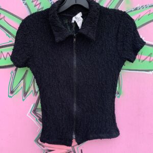 Photo detail:1990S EMBROIDERED LACE COLLARED TOP FULL FRONT ZIP