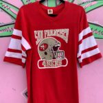 *AS-IS* 1970S-80S DEADSTOCK SAN FRANCISCO 49ERS STRIPED SLEEVE TSHIRT