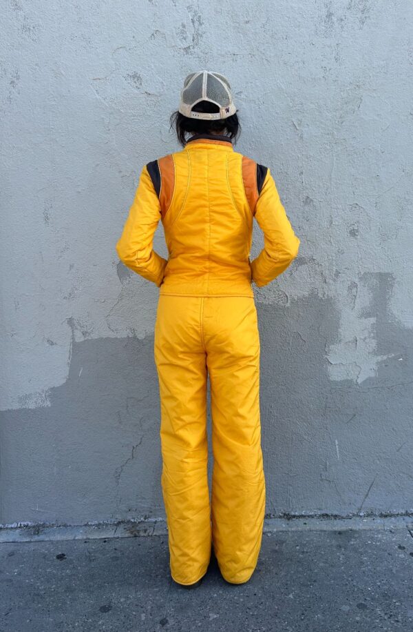 1970S TWO PIECE SUSPENDER SNOW BIB AND ZIP UP PUFFER JACKET