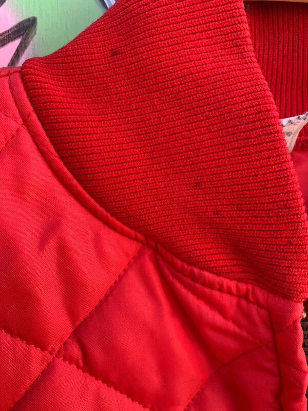 AS-IS COOL! RED QUILTED NYLON BOMBER JACKET RIBBED COLLAR & CUFFS