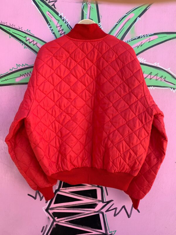 AS-IS COOL! RED QUILTED NYLON BOMBER JACKET RIBBED COLLAR & CUFFS