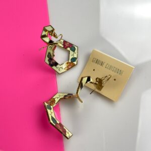 Photo detail:CUTE! 1980S DEADSTOCK CLOISONNÉ ENAMEL TWIST HOOK EARRINGS