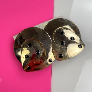 Photo detail:1980S OVERSIZED LAYERED PLATELET POLKADOT CLIP EARRINGS - DEADSTOCK