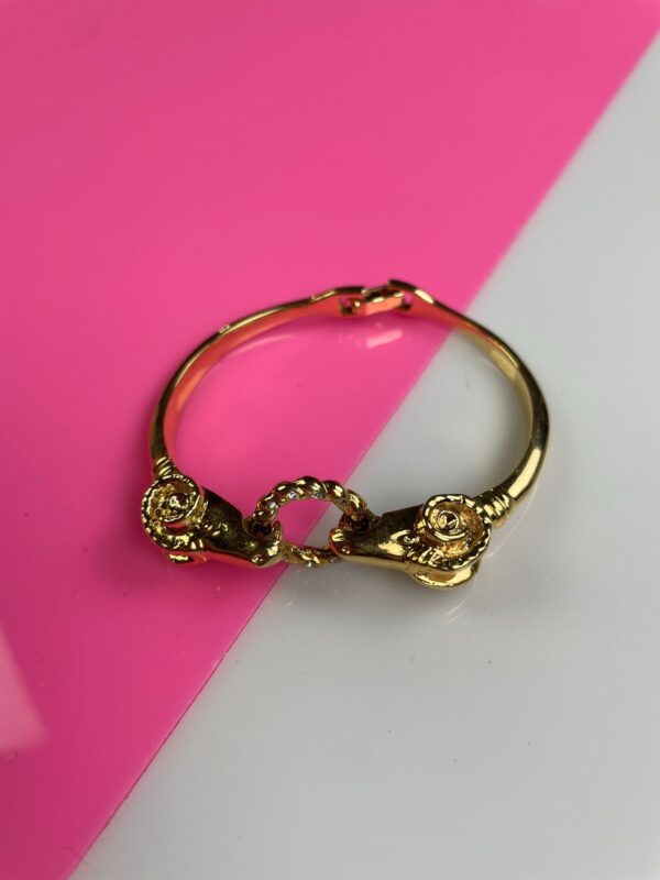 COOL! RETRO GOLD PLATED DOUBLE RAM ARIES BRACELET