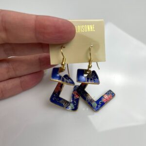 Photo detail:CUTE! 1980S DEADSTOCK CLOISONNÉ ENAMEL TWIST HOOK EARRINGS