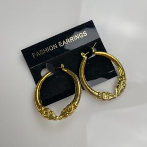 Photo detail:1990S DEADSTOCK ORNATE DOUBLE RAM OVAL HOOP EARRINGS