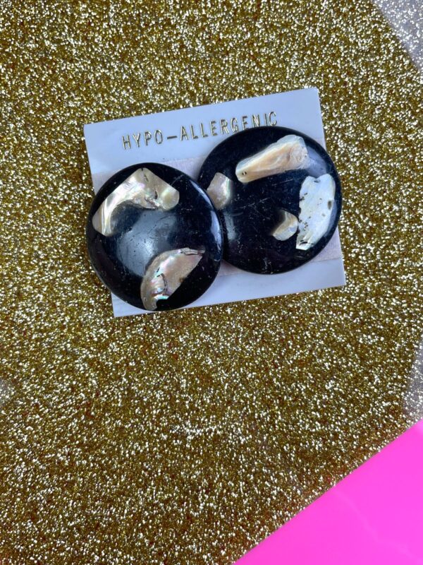 *AS-IS* INLAY ABALONE SHELL OVERSIZED DISC EARRINGS