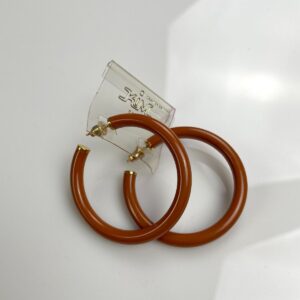 Photo detail:1980S DEADSTOCK CARAMEL GOLD CAPPED HEAVY HOOP EARRINGS