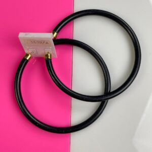 Photo detail:COOL! HUGE! OVERSIZED BLACK POWDER COATED HOOP EARRINGS