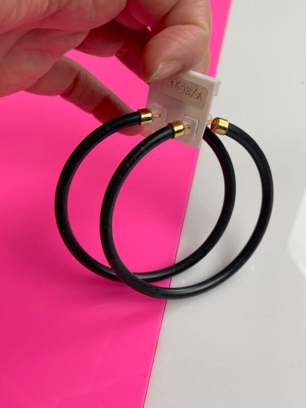 COOL! HUGE! OVERSIZED BLACK POWDER COATED HOOP EARRINGS