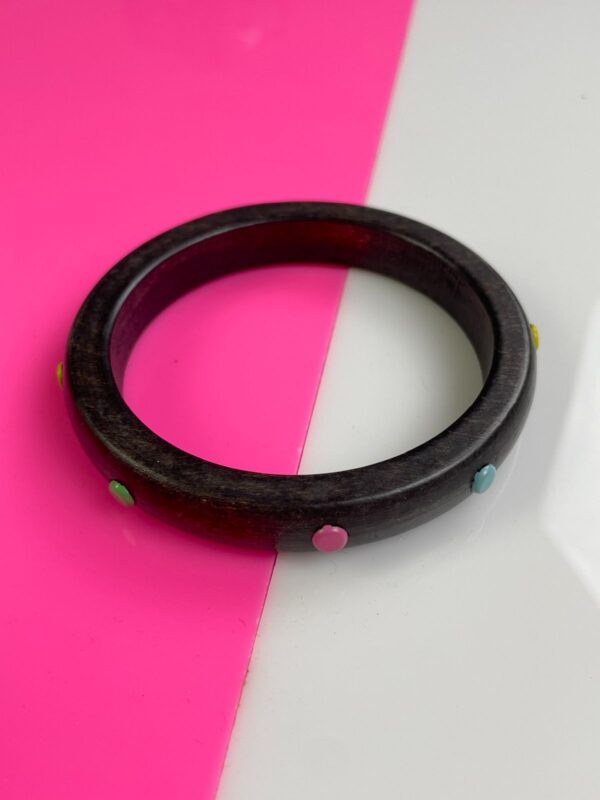 CUTE! WOODEN BANGLE BRACELET PASTEL DOTTED DESIGN