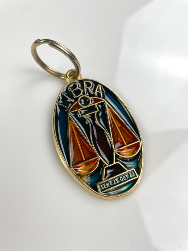 DEADSTOCK 1970S ENAMELED KEYCHAIN - LIBRA