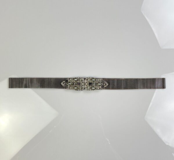 *AS-IS* 1950S-60S MESH METAL BELT DOUBLE FRONT DECO STYLE BUCKLE