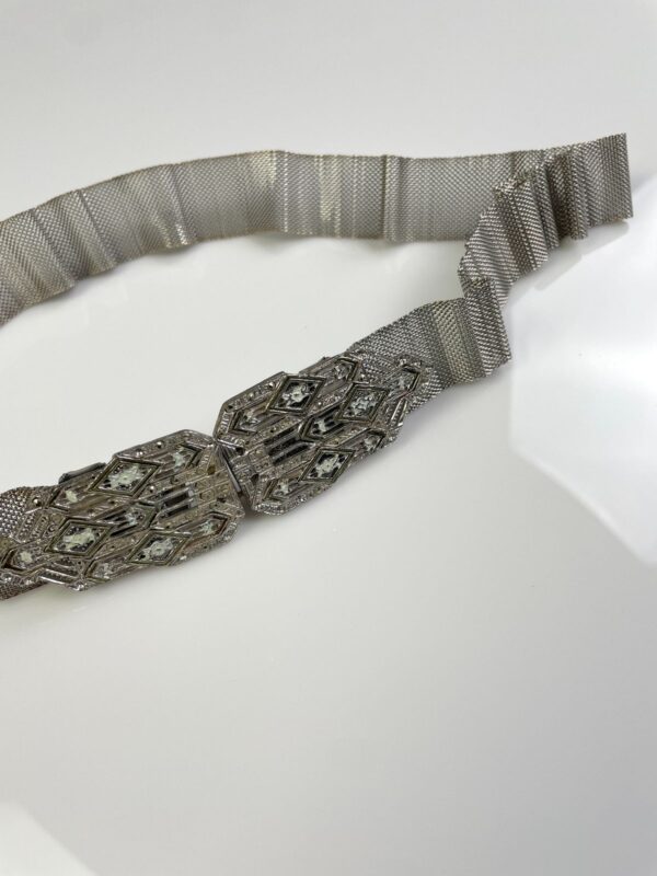 *AS-IS* 1950S-60S MESH METAL BELT DOUBLE FRONT DECO STYLE BUCKLE