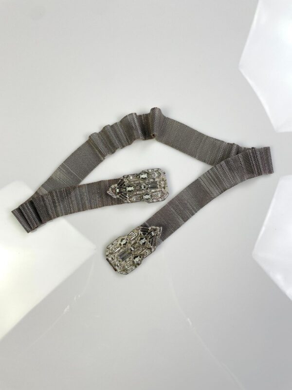 *AS-IS* 1950S-60S MESH METAL BELT DOUBLE FRONT DECO STYLE BUCKLE