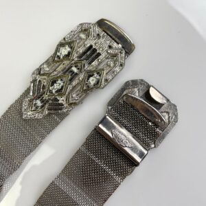 Photo detail:*AS-IS* 1950S-60S MESH METAL BELT DOUBLE FRONT DECO STYLE BUCKLE