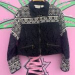 CUTE! PATCHWORK QUILTED TEXTILE CROPPED ZIP UP JACKET