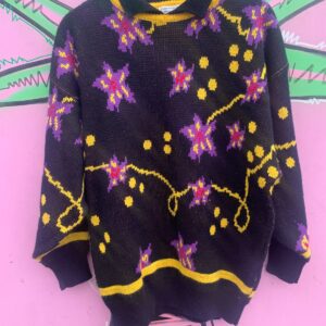 Photo detail:1980S-90S FUNKY COLORFUL STAR DESIGN KNIT COLLARED SWEATER