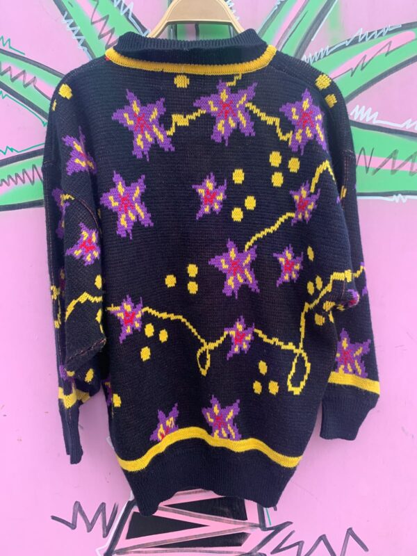 1980S-90S FUNKY COLORFUL STAR DESIGN KNIT COLLARED SWEATER