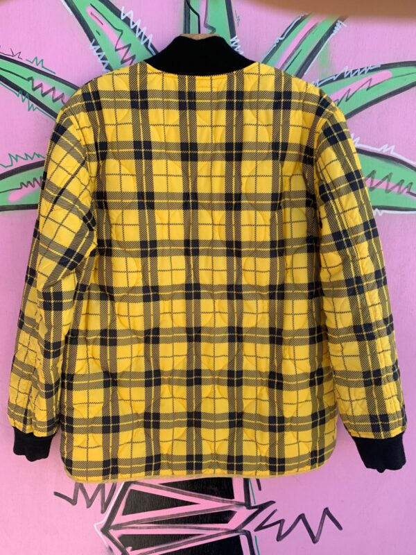 YELLOW TARTAN PLAID NYLON PUFFER JACKET WU-WEAR JACKET SIZE M