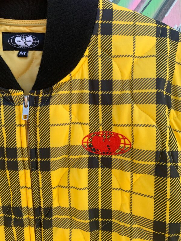 YELLOW TARTAN PLAID NYLON PUFFER JACKET WU-WEAR JACKET SIZE M