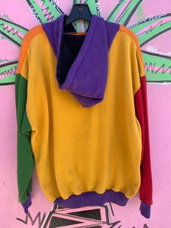 AS-IS 1990S EMBROIDERED UMEN STUDIO COLORBLOCK HOODED PULLOVER SWEATSHIRT