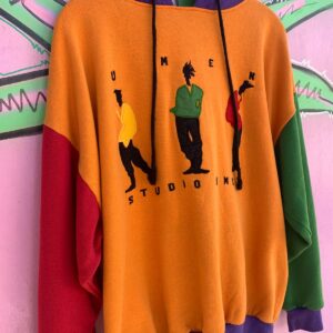 Photo detail:AS-IS 1990S EMBROIDERED UMEN STUDIO COLORBLOCK HOODED PULLOVER SWEATSHIRT