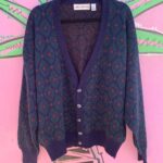 AWESOME DIAMOND PATTERN BUTTON UP KNIT CARDIGAN SWEATER