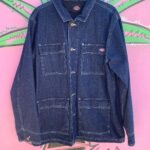 DARK WASH DENIM MULTI POCKET WORK JACKET CONTRAST STITCHING
