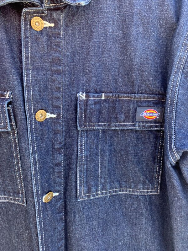 DARK WASH DENIM MULTI POCKET WORK JACKET CONTRAST STITCHING