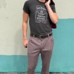 RAD 1970S TWO TONED HOUNDSTOOTH DOUBLE KNIT FLARED TROUSERS BRASS TALON ZIPPER