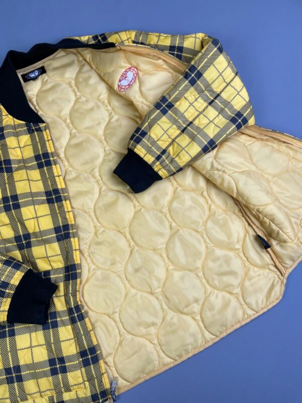 YELLOW TARTAN PLAID NYLON PUFFER JACKET WU-WEAR JACKET SIZE M