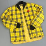 YELLOW TARTAN PLAID NYLON PUFFER JACKET WU-WEAR JACKET SIZE M